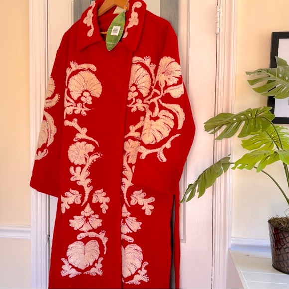 Farm Rio Helen Floral Fleece Coat Festive Season Modern Winter Wardrobe - Picture 12 of 15